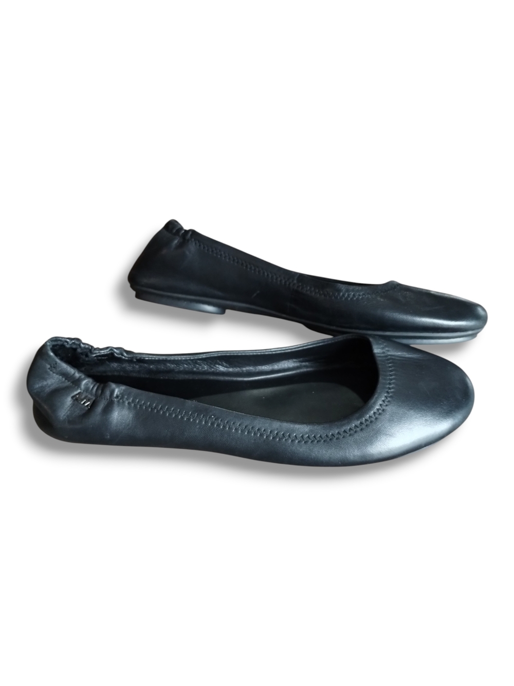 Antonio Melani Black Leather Ballet Flats Size 7.5 Round Toe - Picture 6 of 10